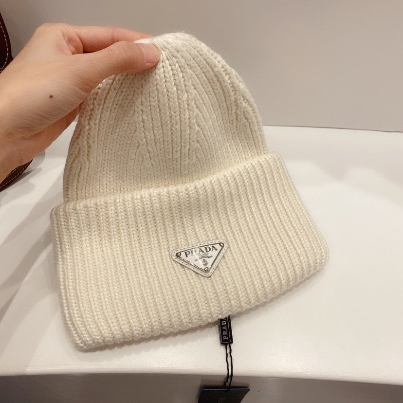 Pra*a Wool And Cashmere Beanie Silver White Umd489 3Im F0009 S 211