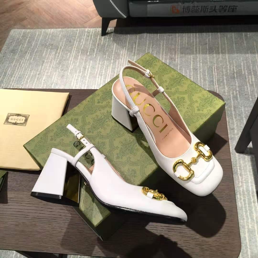 Gvc*1 Women’S Mid Heel Slingback With Horsebit White 643892 C9D00 9022