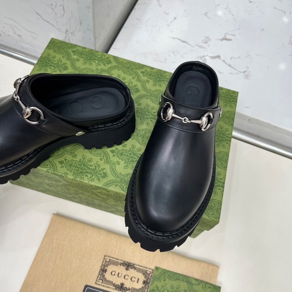 Gvc*1 Women Mule With Horsebit Black Leather 835829 Aadcw 1000