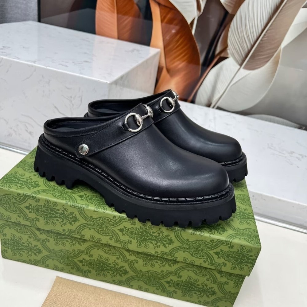 Gvc*1 Women Mule With Horsebit Black Leather 835829 Aadcw 1000