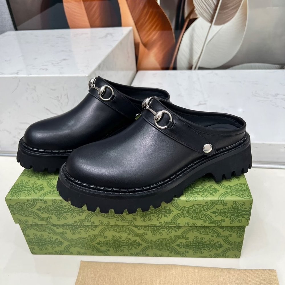 Gvc*1 Women Mule With Horsebit Black Leather 835829 Aadcw 1000