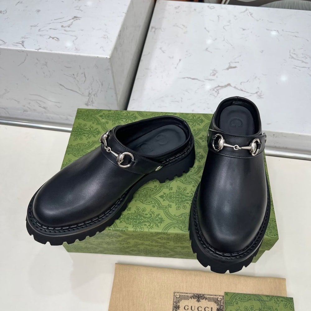 Gvc*1 Women Mule With Horsebit Black Leather 835829 Aadcw 1000