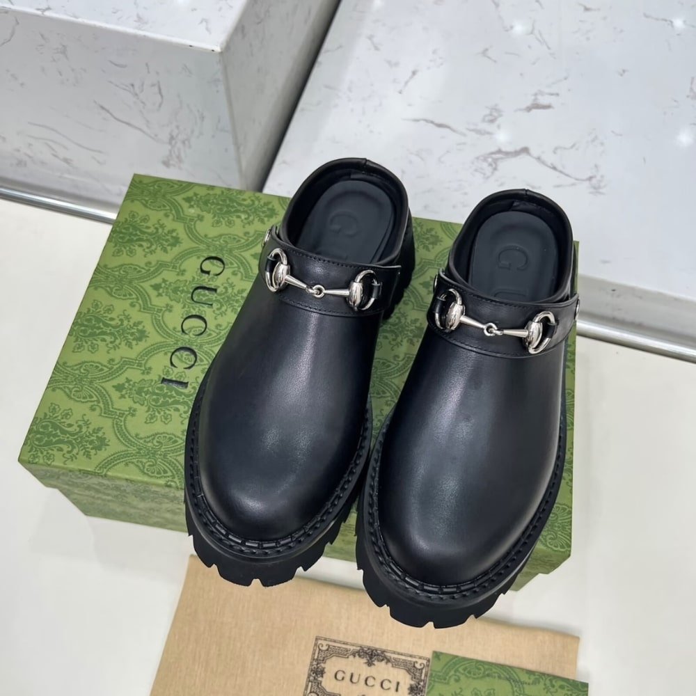 Gvc*1 Women Mule With Horsebit Black Leather 835829 Aadcw 1000