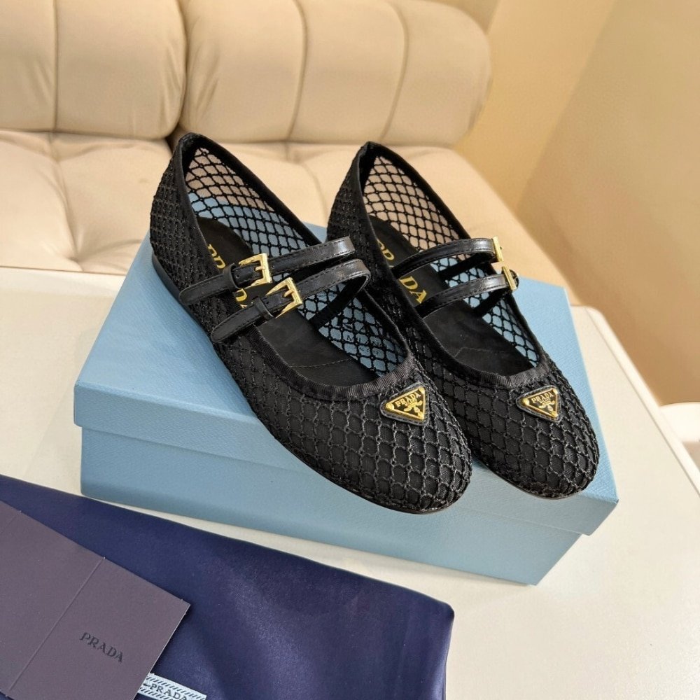 Pra*a Mesh Fabric Ballerinas Black 1F915N 099 F0002 F 005