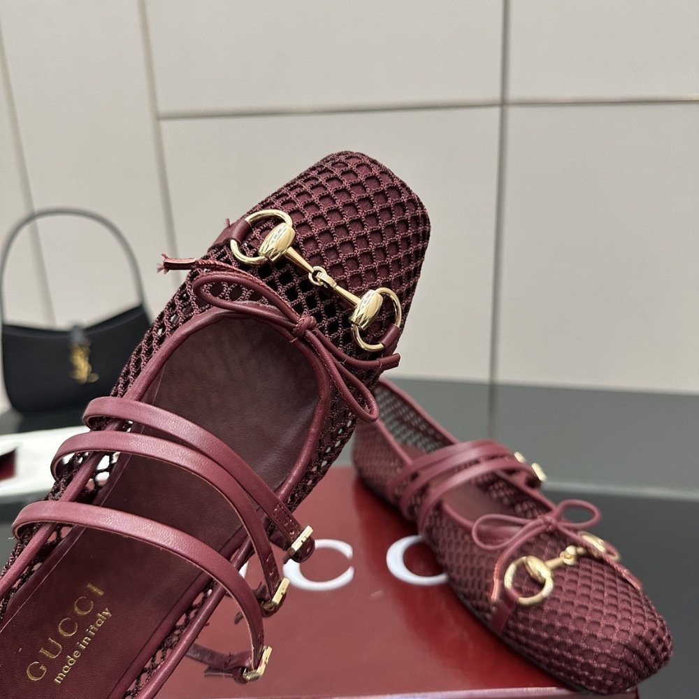 Gvc*1 Women Horsebit Ballet Flat Rosso Ancora Red Mesh 835077 Faeqz 6207