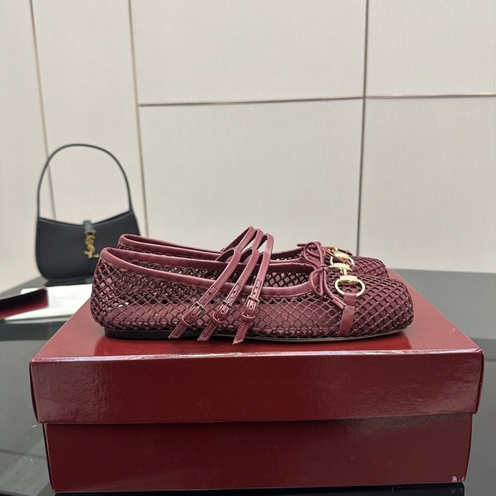 Gvc*1 Women Horsebit Ballet Flat Rosso Ancora Red Mesh 835077 Faeqz 6207