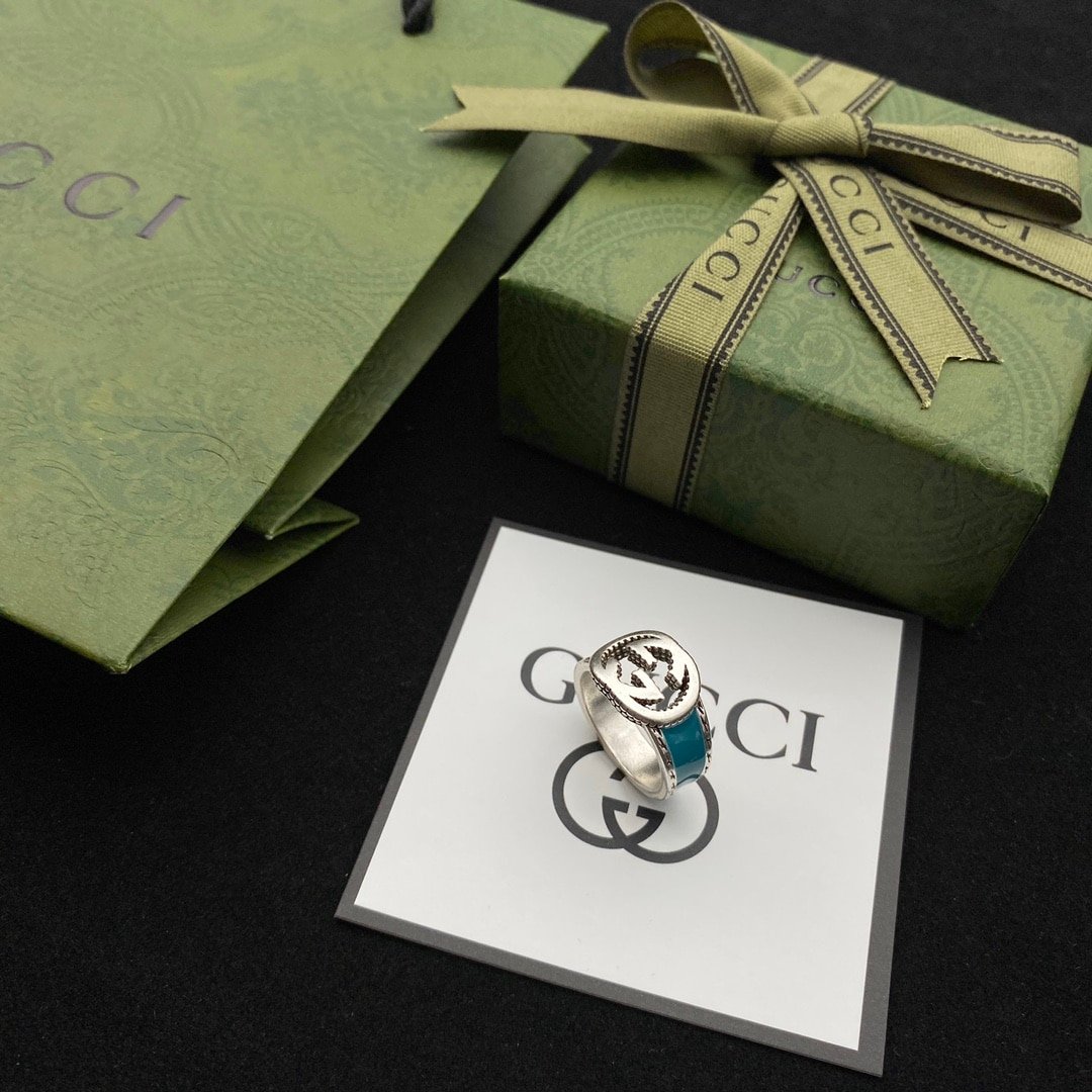 Gvc*1 Gg Interlocking Silver Ring Ybc645572001