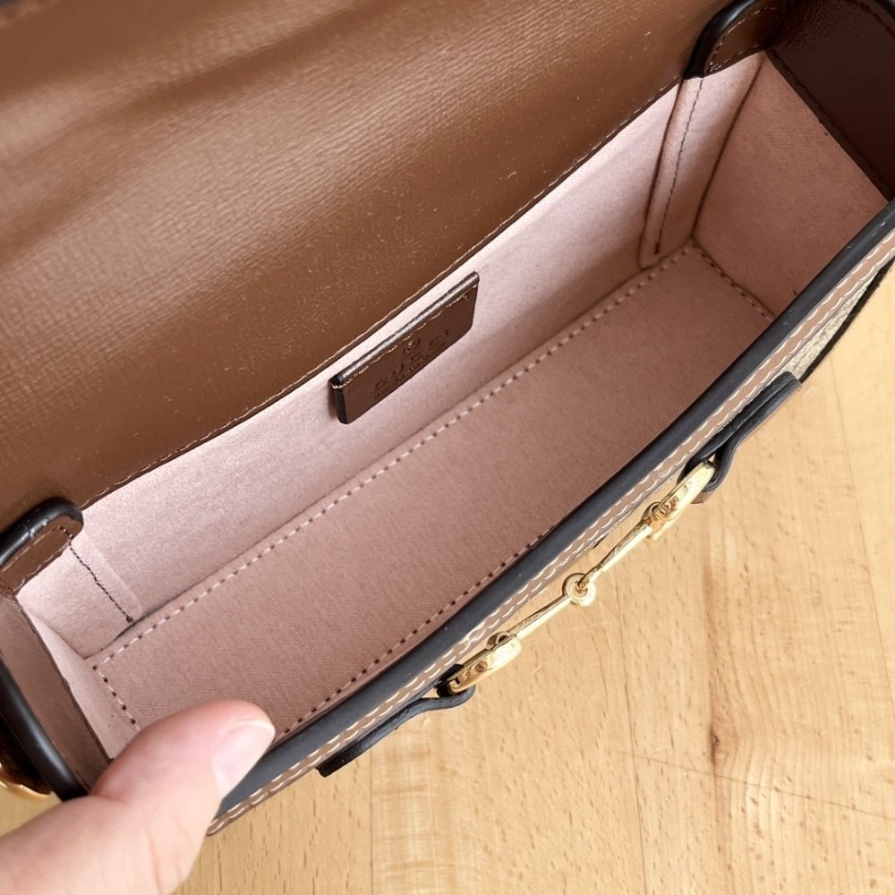 Gvc*1 Horsebit 1955 Mini Bag Beige And Dark Brown Gg Svp*me 18Cm 699296 92Tcg 8563