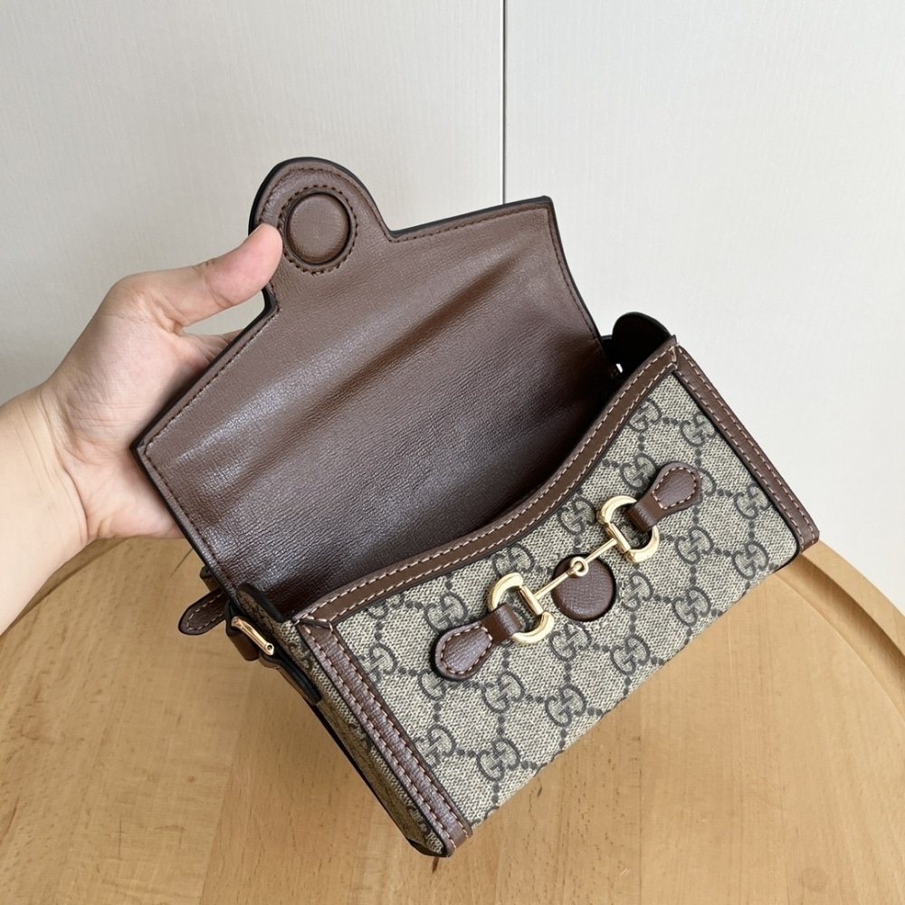 Gvc*1 Horsebit 1955 Mini Bag Beige And Dark Brown Gg Svp*me 18Cm 699296 92Tcg 8563