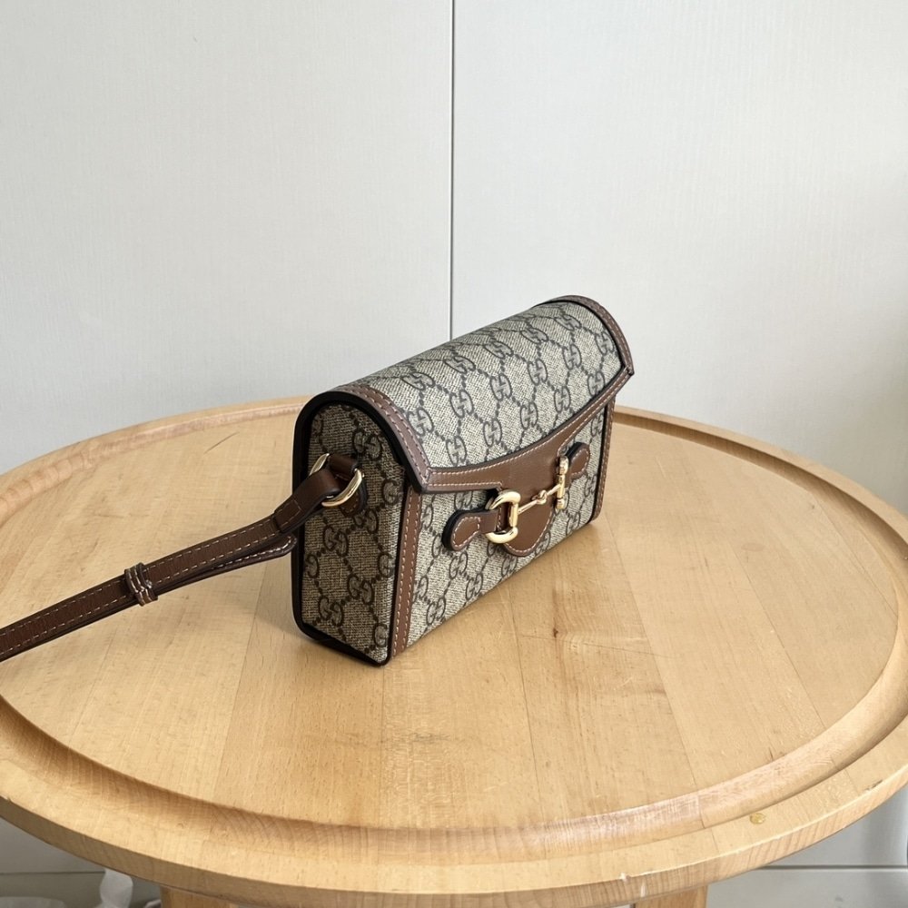 Gvc*1 Horsebit 1955 Mini Bag Beige And Dark Brown Gg Svp*me 18Cm 699296 92Tcg 8563