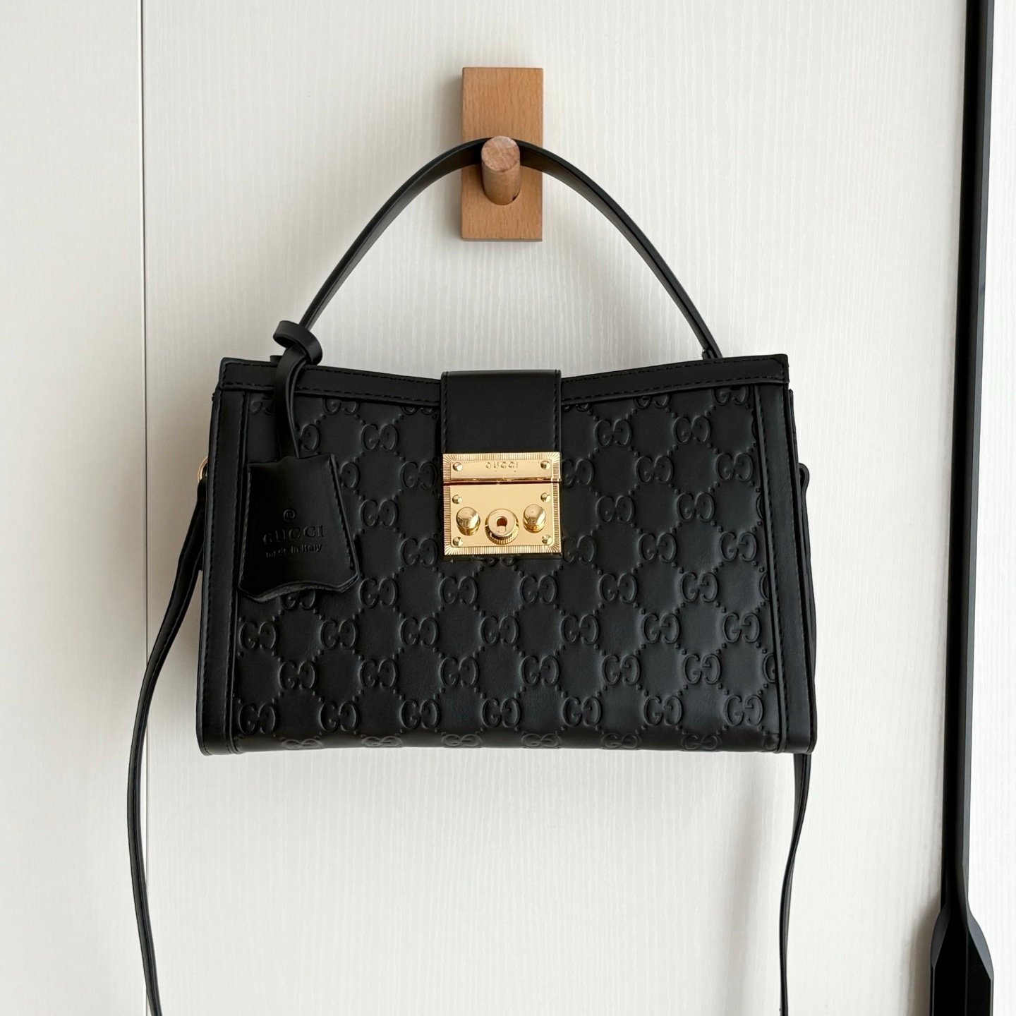 Gvc*1 Padlock Medium Top Handle Bag Black 25Cm 838992 Aafdv 1000
