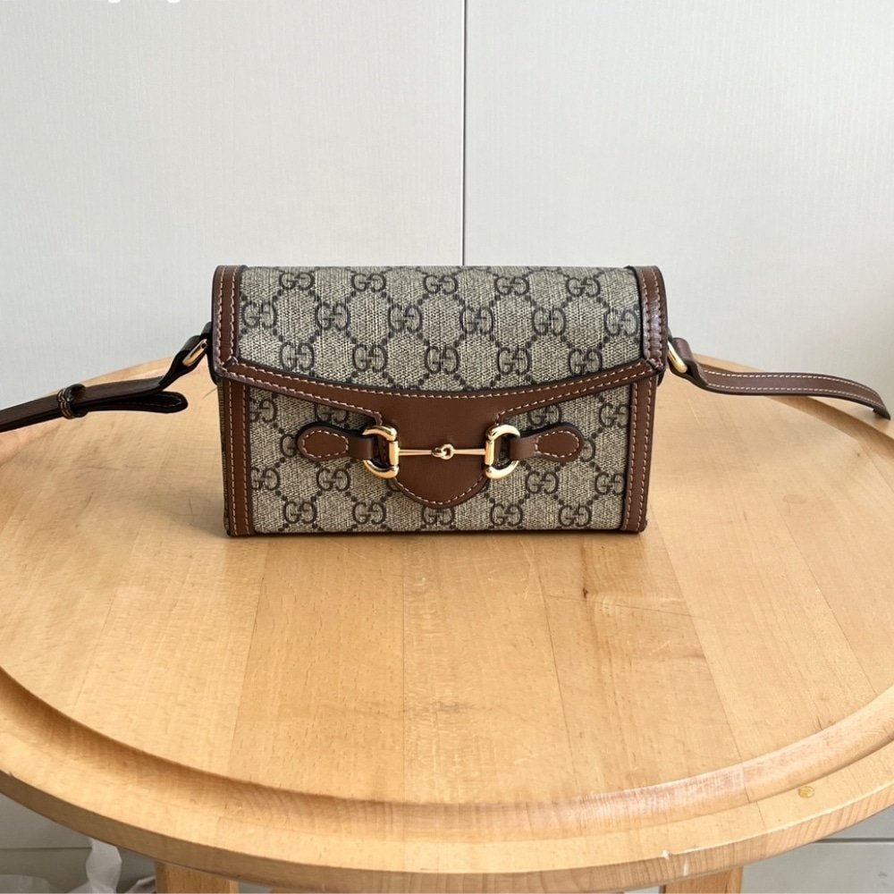 Gvc*1 Horsebit 1955 Mini Bag Beige And Dark Brown Gg Svp*me 18Cm 699296 92Tcg 8563