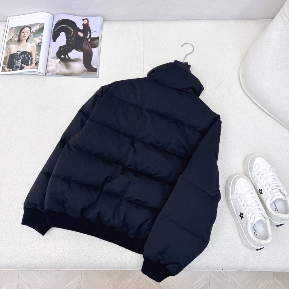 Pra*a Cropped Compact Poplin Down Jacket Navy Blue 292288 17Ib F0002 S Emo