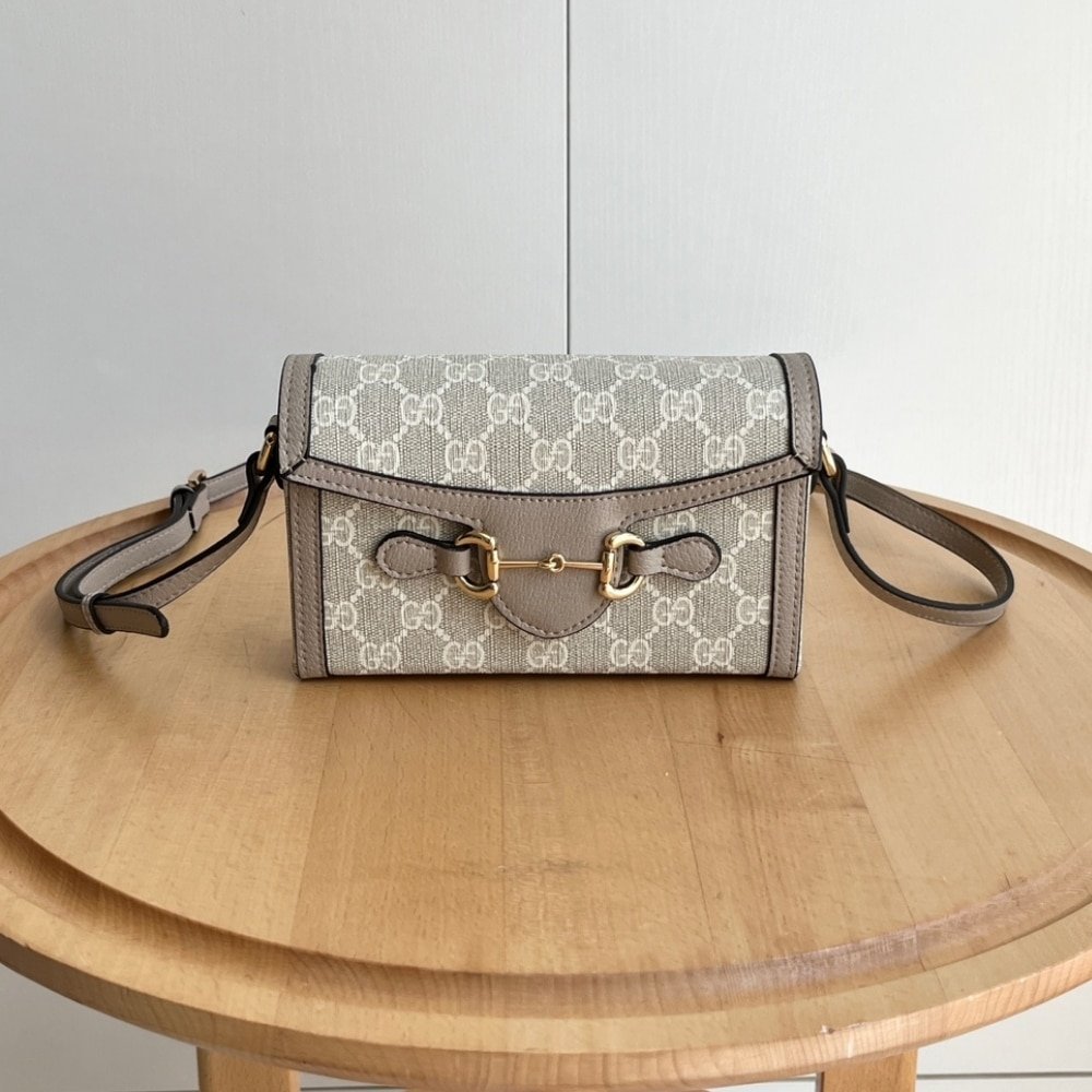 Gvc*1 Horsebit 1955 Mini Bag Beige And White Gg Svp*me 18Cm 699296 Uulbg 9683
