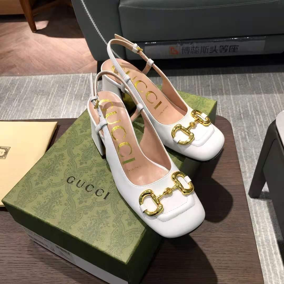 Gvc*1 Women’S Mid Heel Slingback With Horsebit White 643892 C9D00 9022