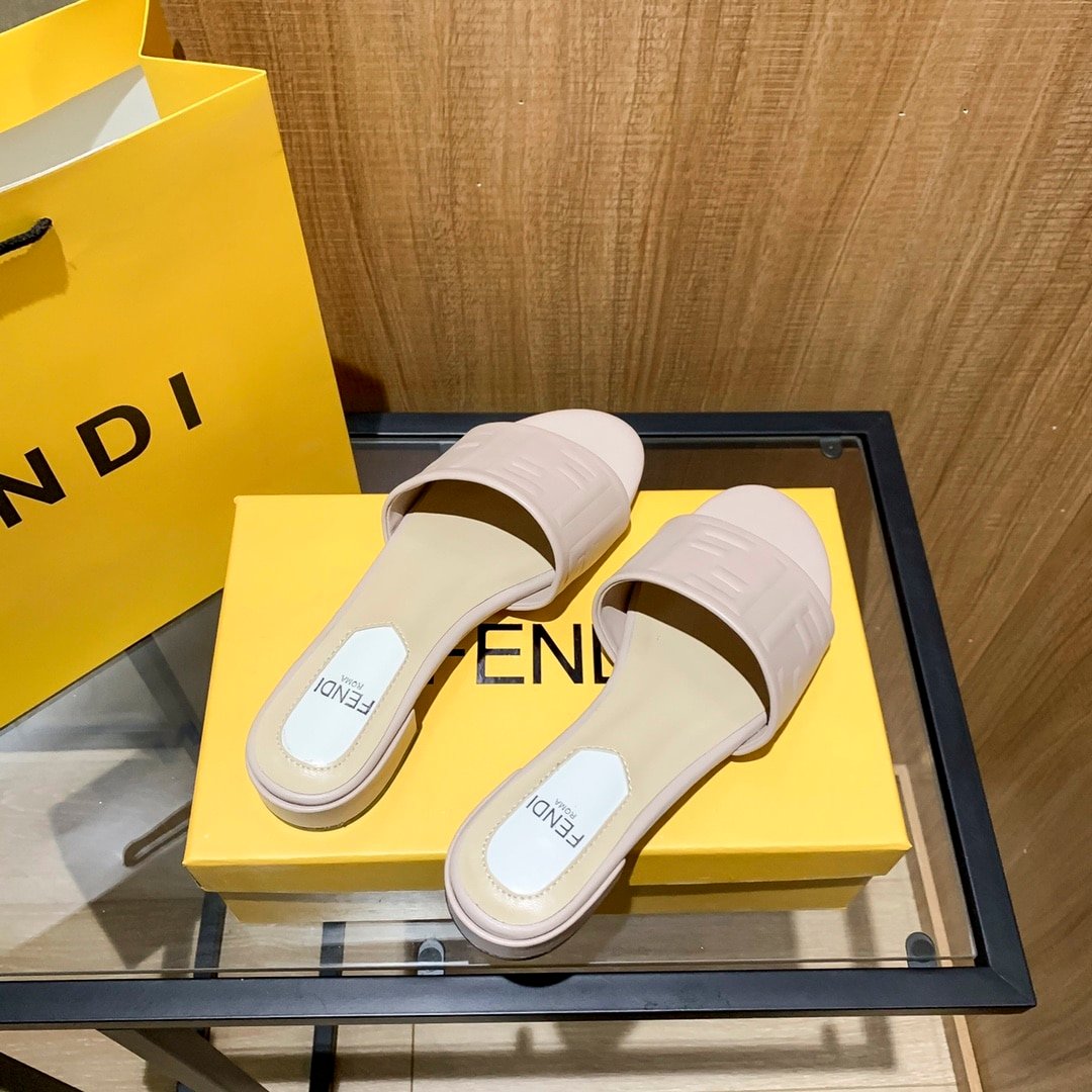 F**di Silk Cowhide Slippers Light Pink