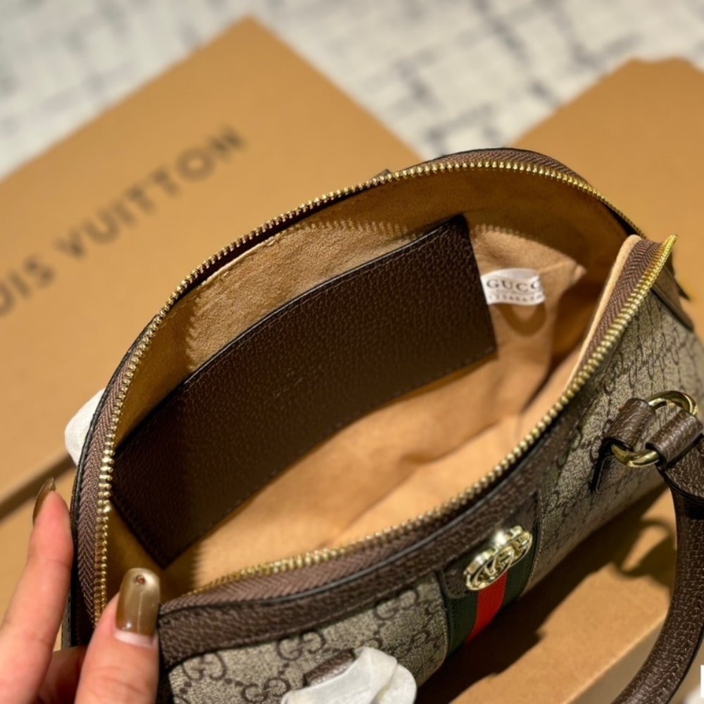 Gvc*1 Ophidia Small Top Handle Bag Beige And Ebony 30Cm