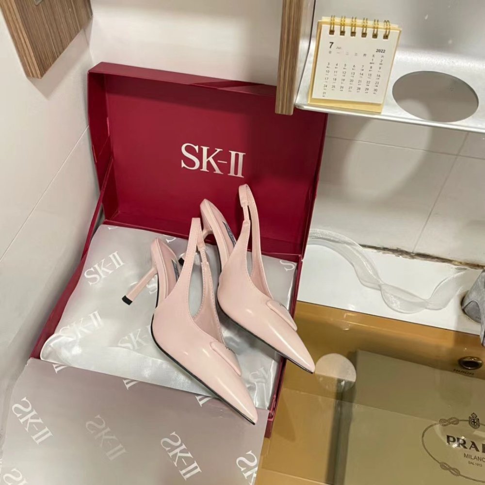 Pra*a Brushed Leather Slingback Pumps Beige Pink 1I901M 055 F0236 F 075