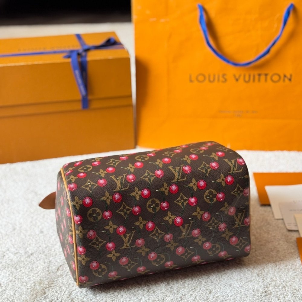 Iconic Set: L0vis Vvtt0n X Takashi Murakami Cerise Speedy 25 And Cherry Porte Monnaie Zippy Wallet