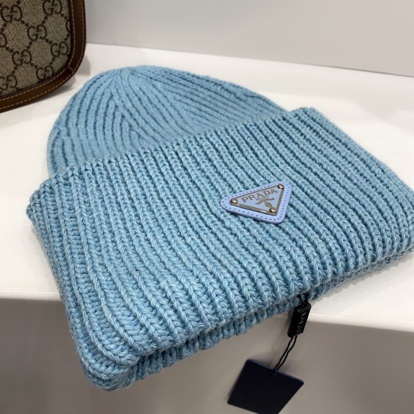 Pra*a Wool And Cashmere Beanie Sliver Blue Umd489 3Im F0Svf S 211