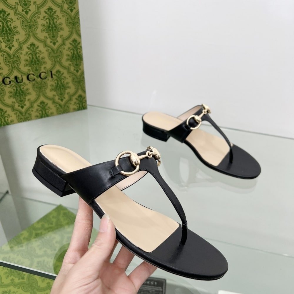 Gvc*1 Women’s Thong Sandal With Horsebit Black ‎‎816590 C9D00 1000