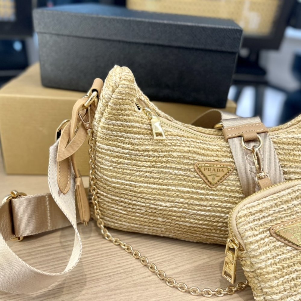 Pra*a Re-Edition 2005 Raffia Bag Tan 1Bh2042A2Tf0018Vv9L