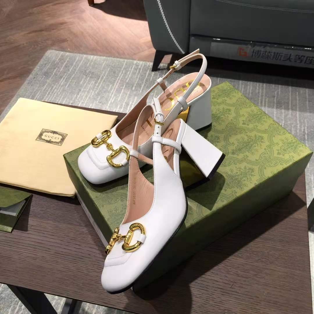 Gvc*1 Women’S Mid Heel Slingback With Horsebit White 643892 C9D00 9022