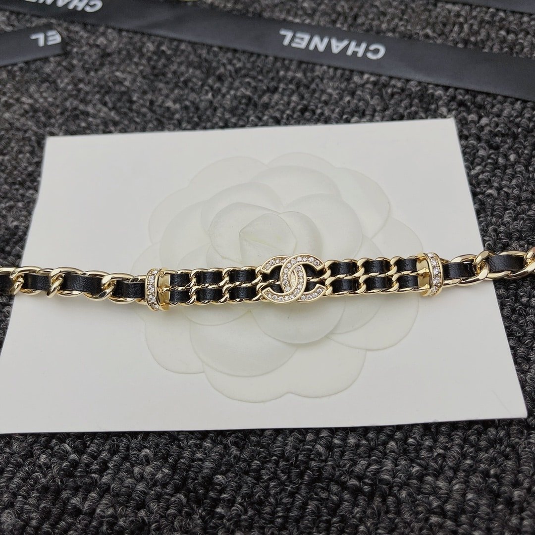 Ch**el Chain Cc Champagne Choker Necklace Ab6890 B06537 Nf006