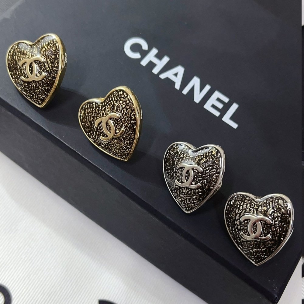 Ch**el Stud Earrings Gold And Black