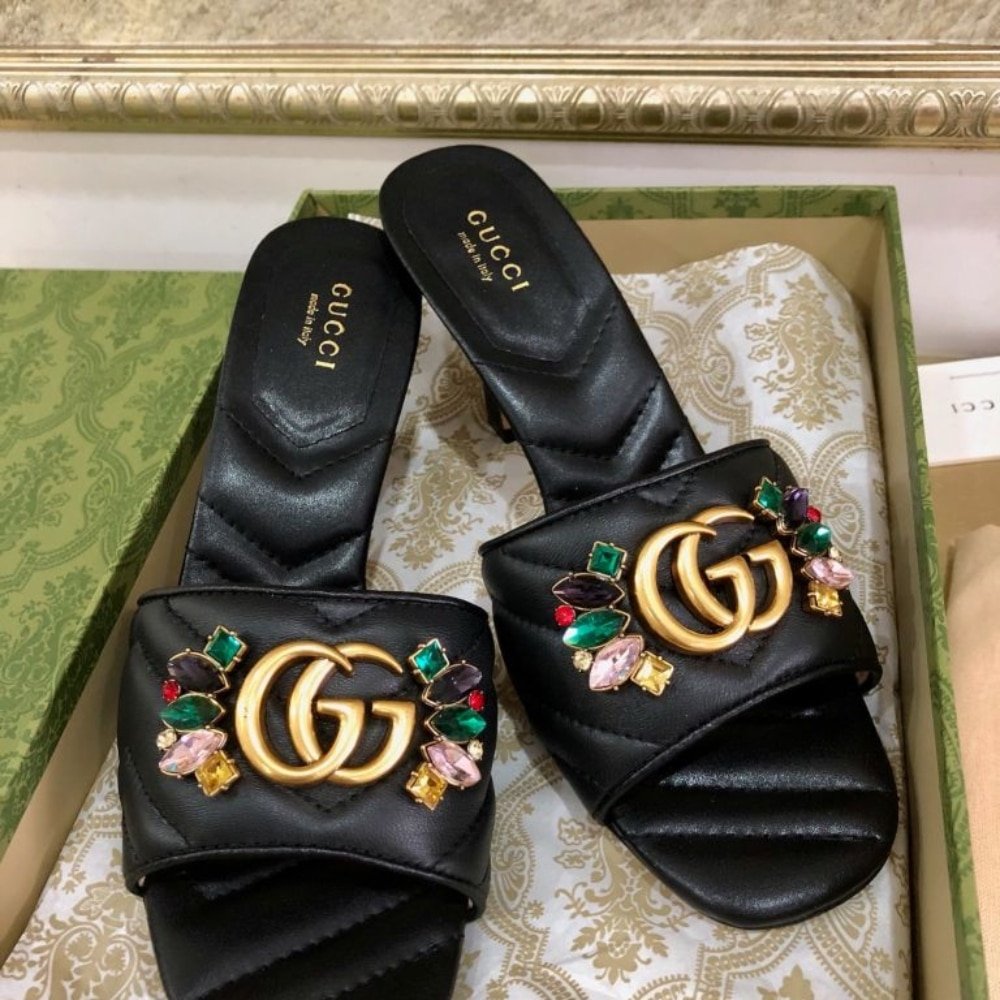 Gvc*1 Women’S Flower Double G Slide Sandal Black