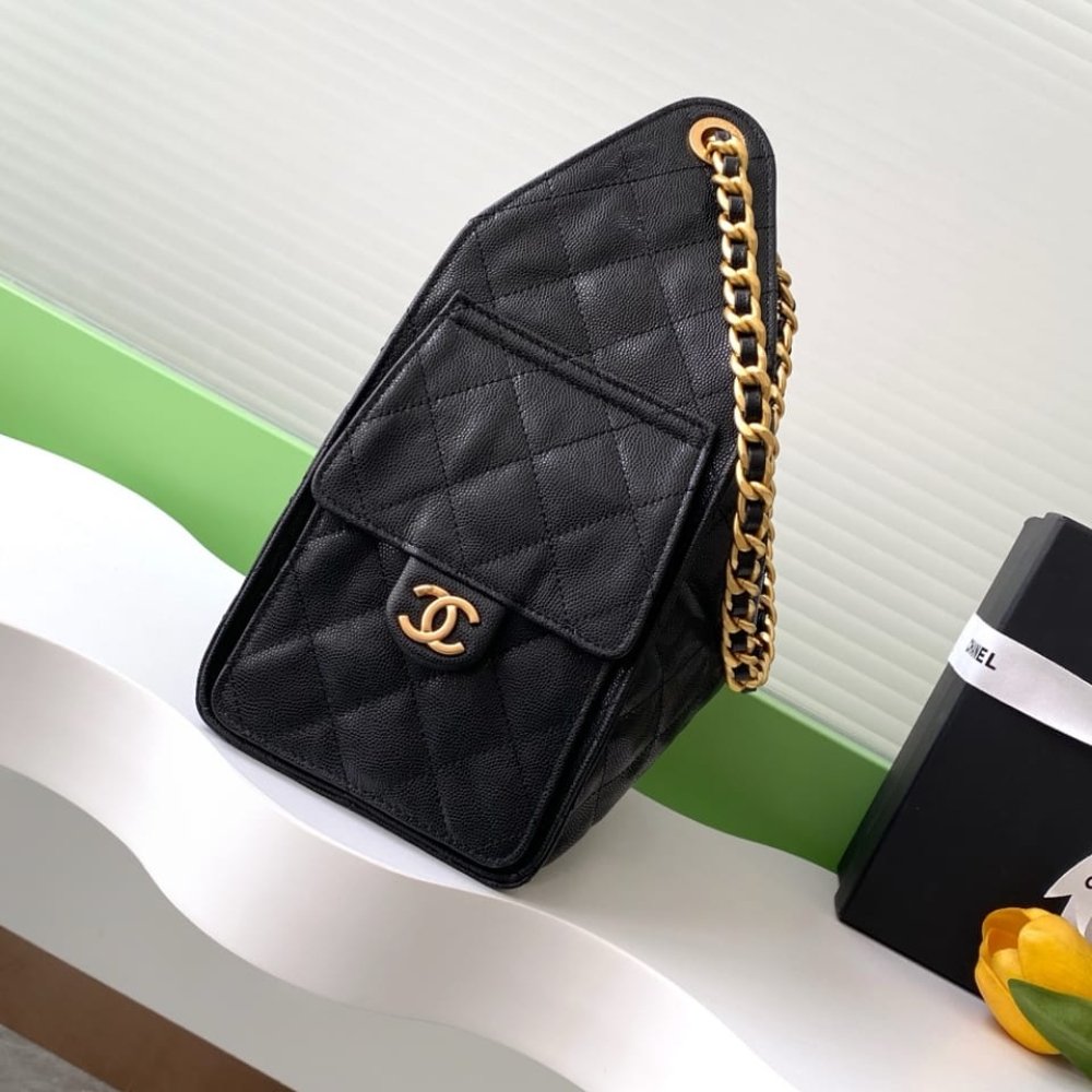 [S*per Vip 1:1] Ch**el 25 Small Handbag Grained And Gold Tone Metal Black 26Cm As5293 B20304 94305