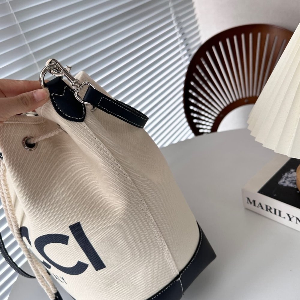 [S*per Vip 1:1] Gvc*1 Mini Shoulder Bag With Print Cotton Linen Canvas Black 23Cm