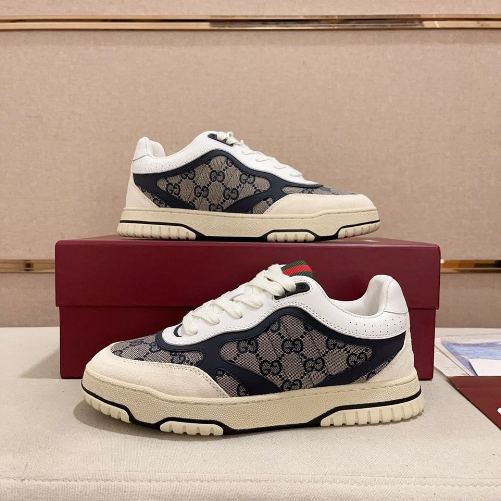 Gvc*1 Women’s Re Web Sneaker Original Gg Canvas Beige And Blue 787476 Aadhw 9552