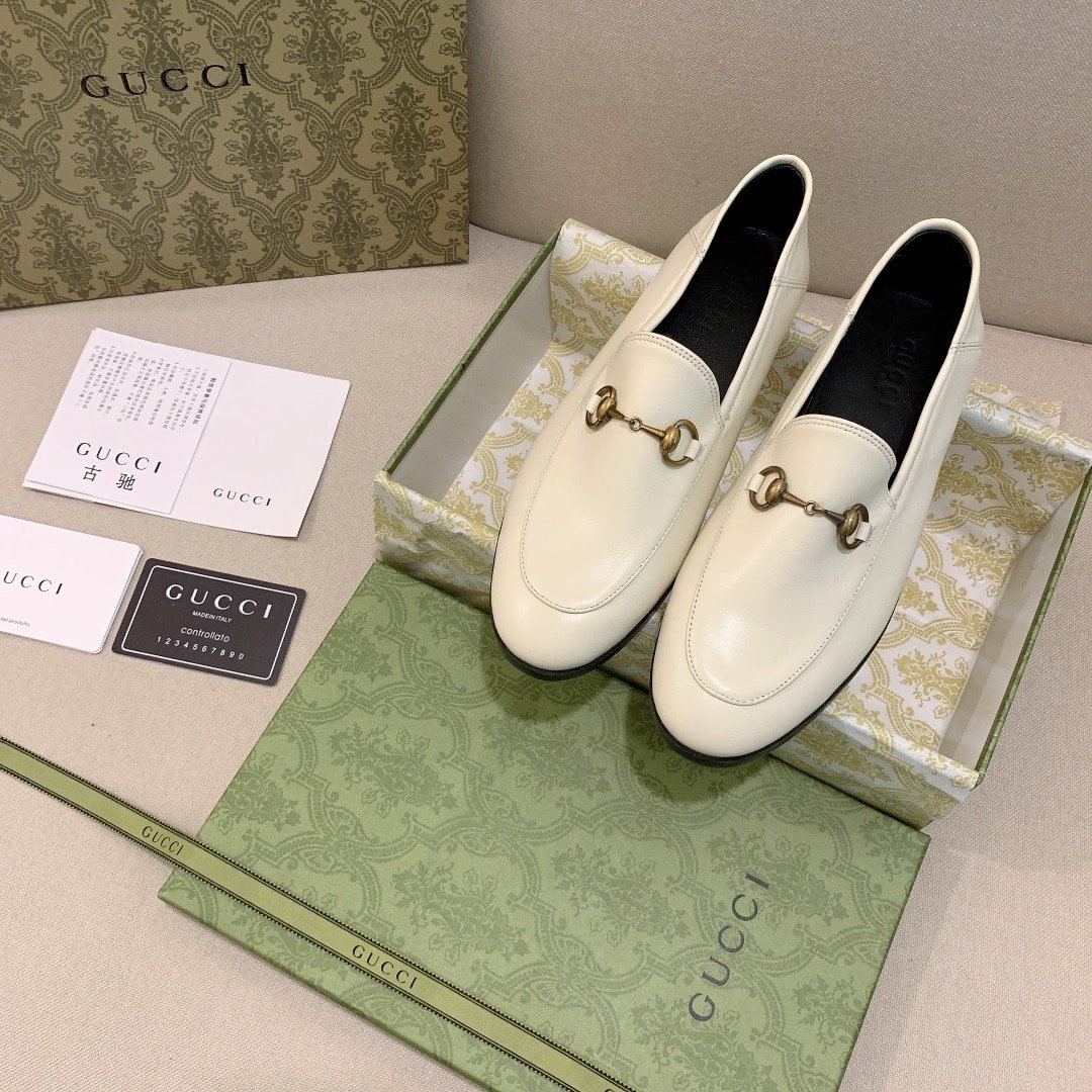 Gvc*1 Women’S Leather Horsebits Loafers White 414998 Dlc00 9022