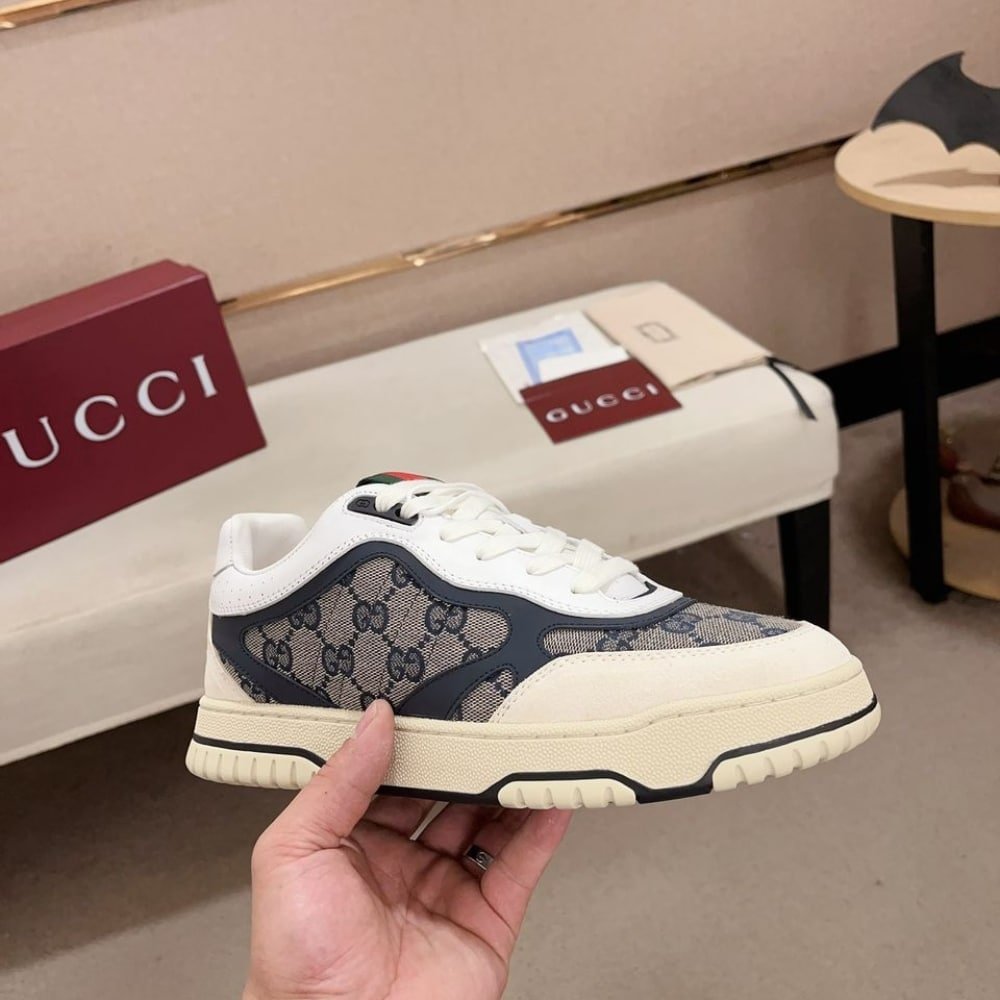 Gvc*1 Women’s Re Web Sneaker Original Gg Canvas Beige And Blue 787476 Aadhw 9552