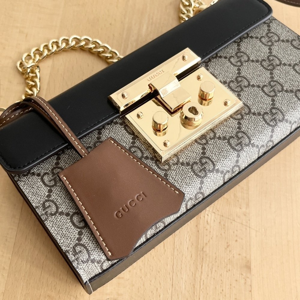 Gvc*1 Padlock Small Shoulder Gg Svp*me Canvas Black 22Cm 735103 Klqjg 9785