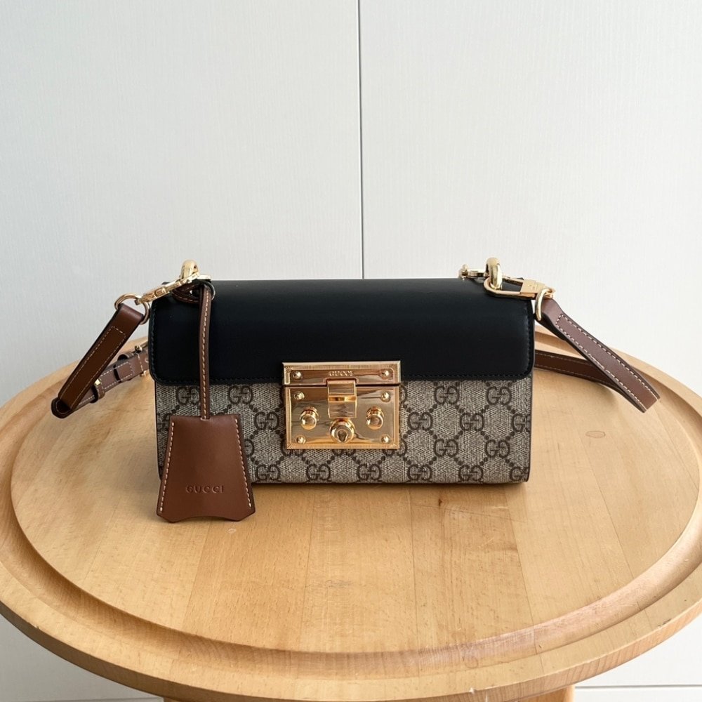 Gvc*1 Padlock Small Shoulder Gg Svp*me Canvas Black 22Cm 735103 Klqjg 9785