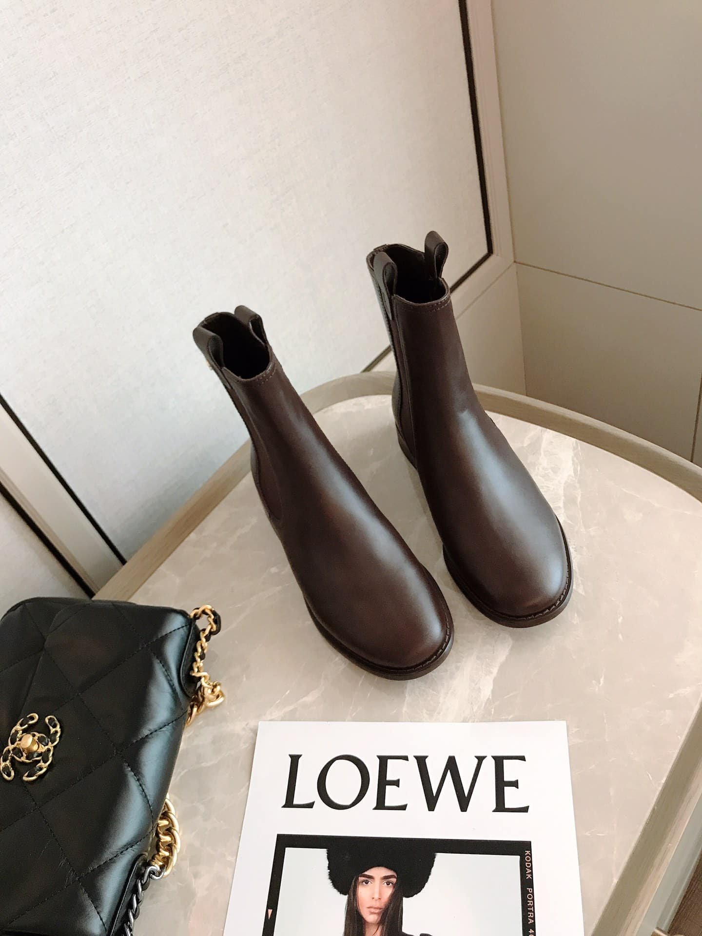Ch**el Ankle Boots With Elastic Side Panels Brown
