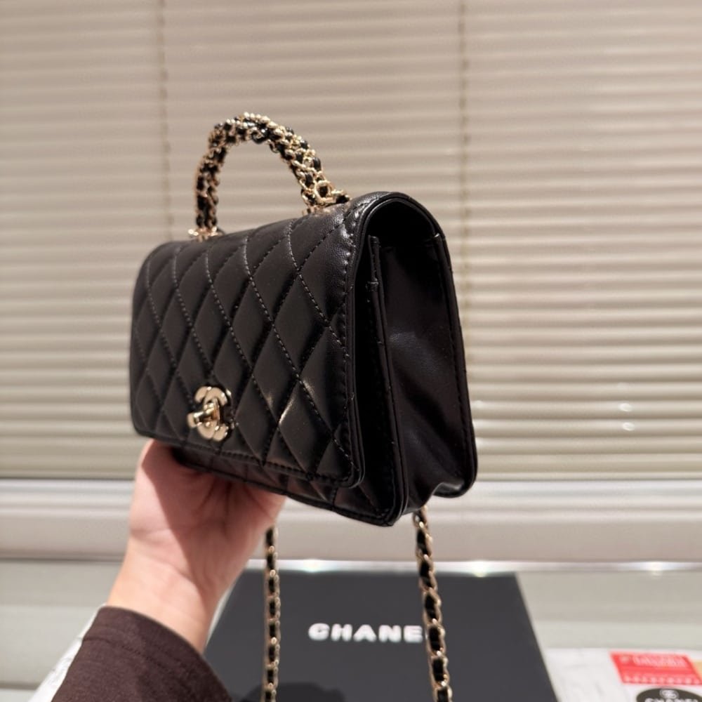 Ch**el Classic Mini Flap With Chain Handle Black 19Cm