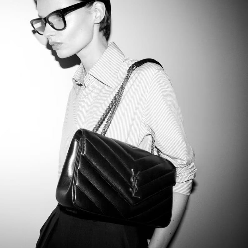 Sa1nt Lau*nt Loulou Medium In Matelassé Black 29Cm 801439Aaeax1000