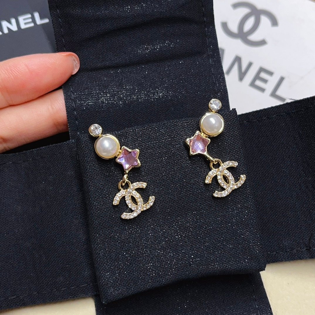 Ch**el Earrings Metal Glass Pearls And Diamantes In Gold Abf187 B19939 Nafqe