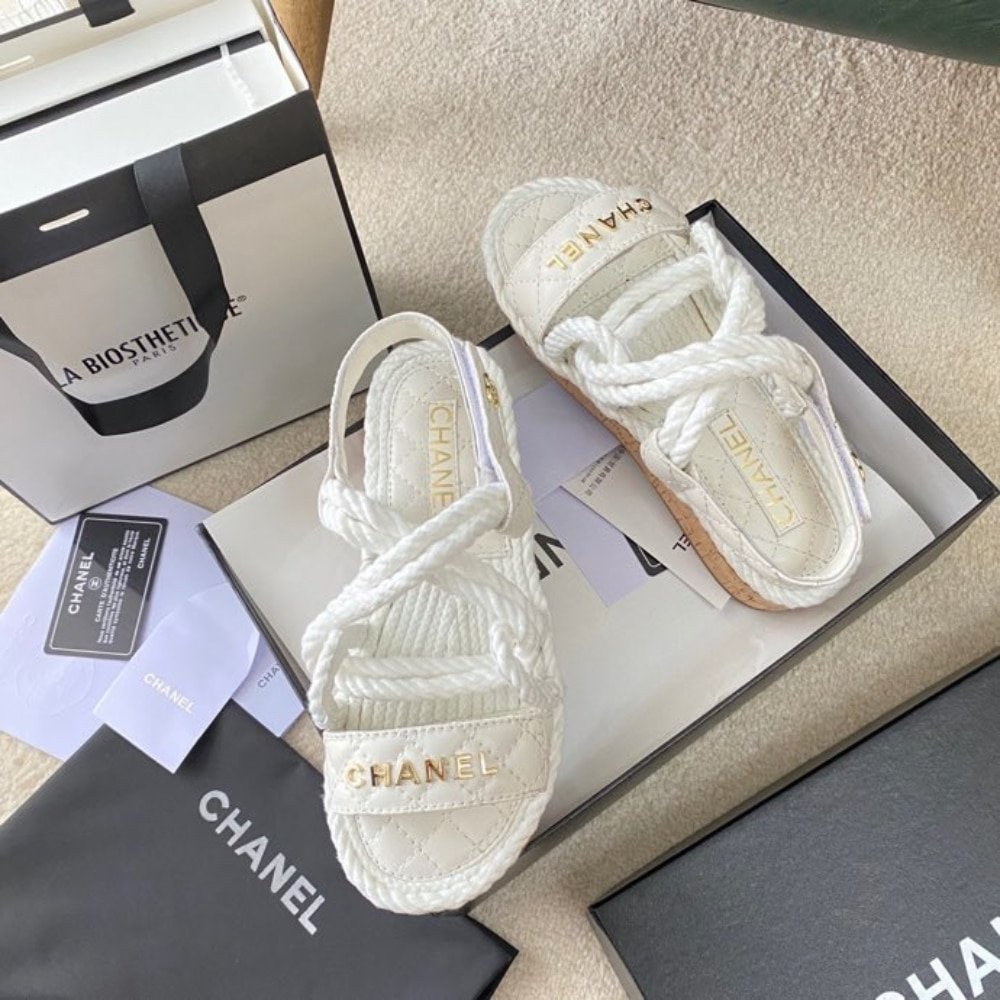 Ch**el Rope Sandals Strap White
