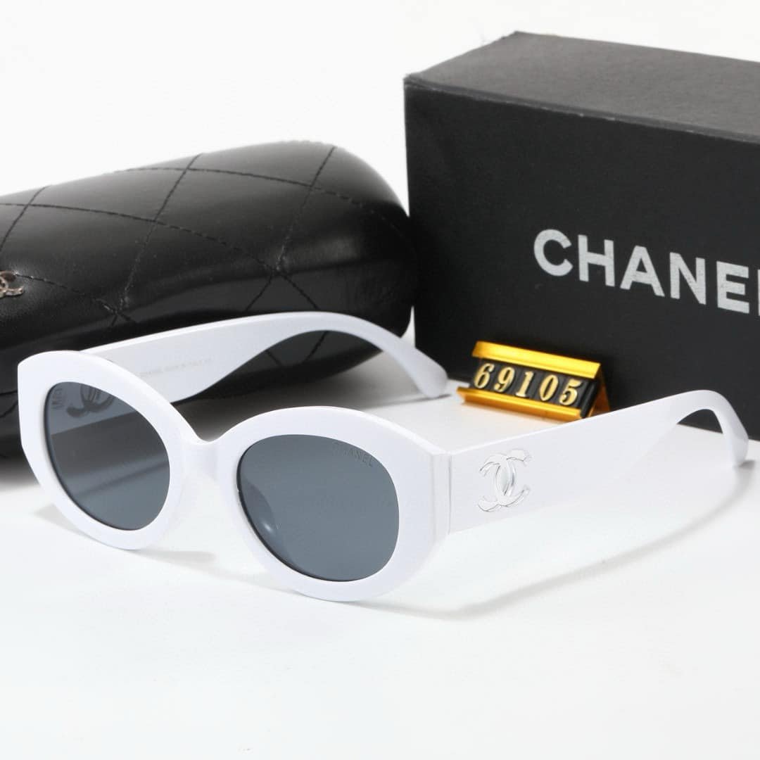 Ch**el Oval Sunglasses Acetate And Nylon White