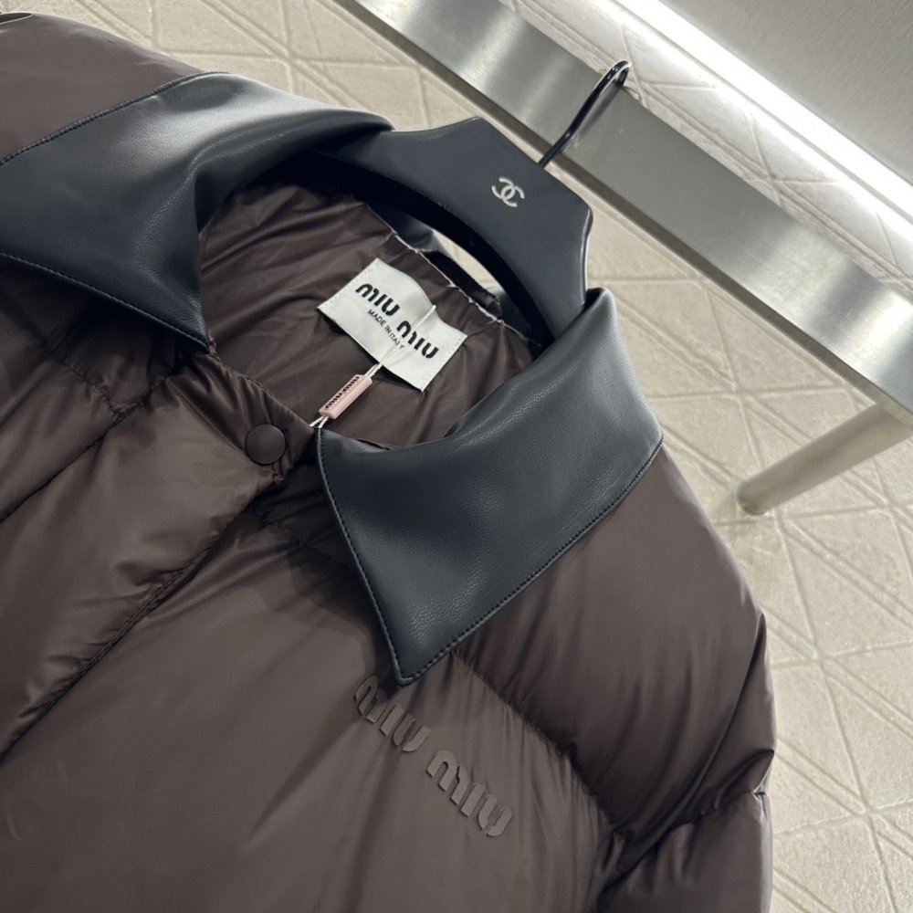 M1um1u Technical Ponge Cropped Down Jacket Brown Ml1107 15Wx F0192 S Ooo
