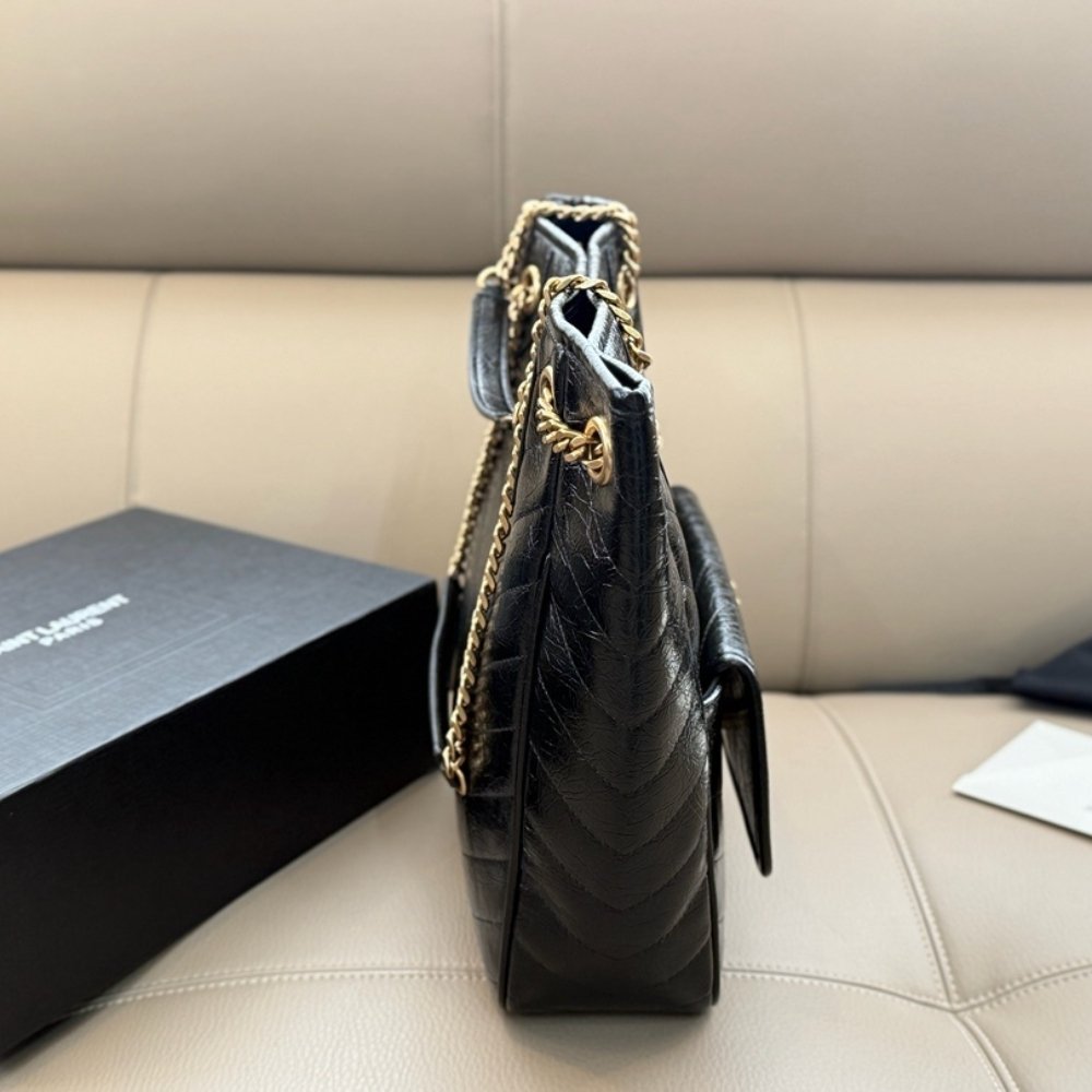 Sa1nt Lau*nt Niki Small Shopping In Vintage Black Leather 30Cm 8622950EN071000