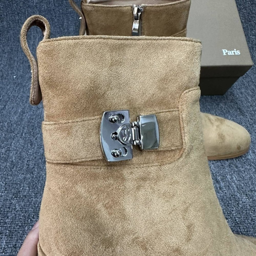 Chr1st1an Louboutin Booty Lock 70 Boots Beige 1250326F486