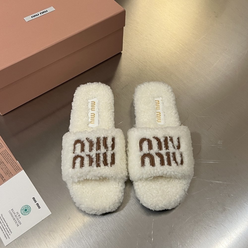 M1um1u Shearling Mules Natural 5Xx664 173 F0018 F 005