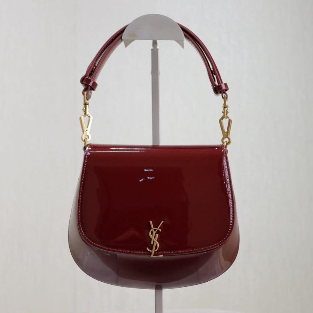 [S*per Vip 1:1] Sa1nt Lau*nt Mini Voltaire Top Handle Bag In Patent Leather Dark Red Wine 21Cm 800846Bmiiw6413