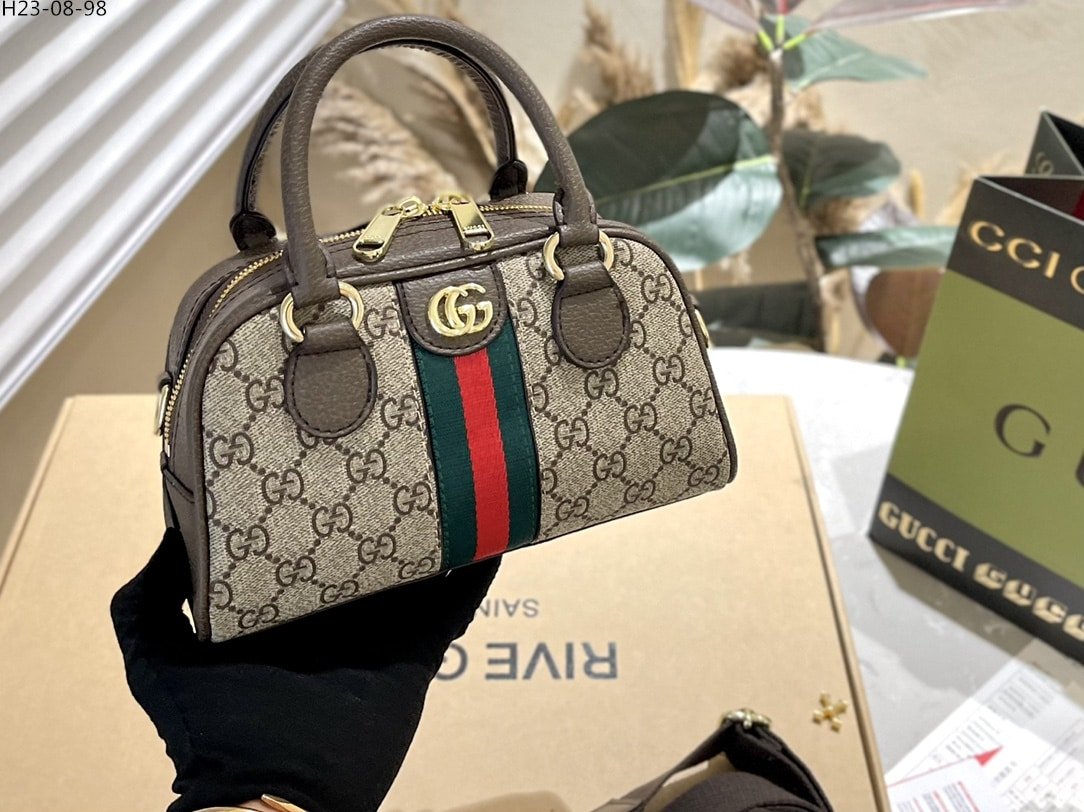 Gvc*1 Ophidia Gg Mini Top Handle Bag Brown 22Cm 724606 9C2Sg 8746