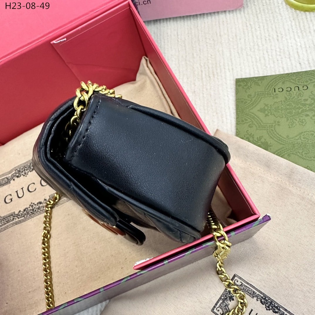 Gvc*1 Gg Marmont Leather S*per Mini Bag Black 17Cm 476433 Dtdct 1000